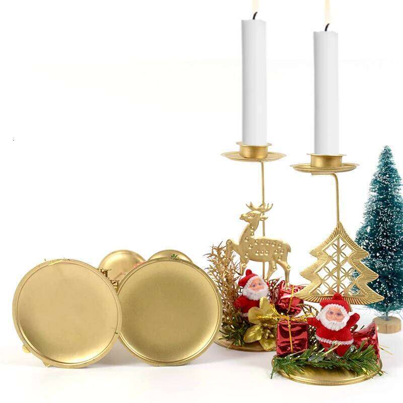 Christmas Wrought Iron Candlestick New Year Table Ornaments Santa Claus Snowflake Star Elk Candle Holder Merry Xmas Decor Gifts Y260131
