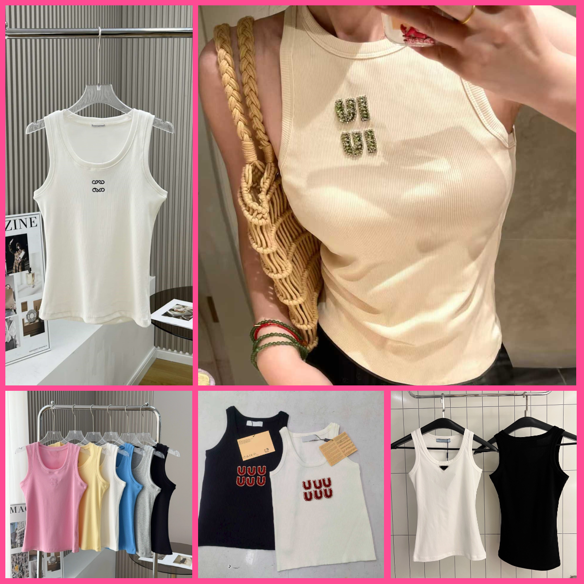 womens designer tank top designer t shirt embroidery vest sleeveless womens knitted vacation hot sexy suspender pure cotton knitted camisole tees