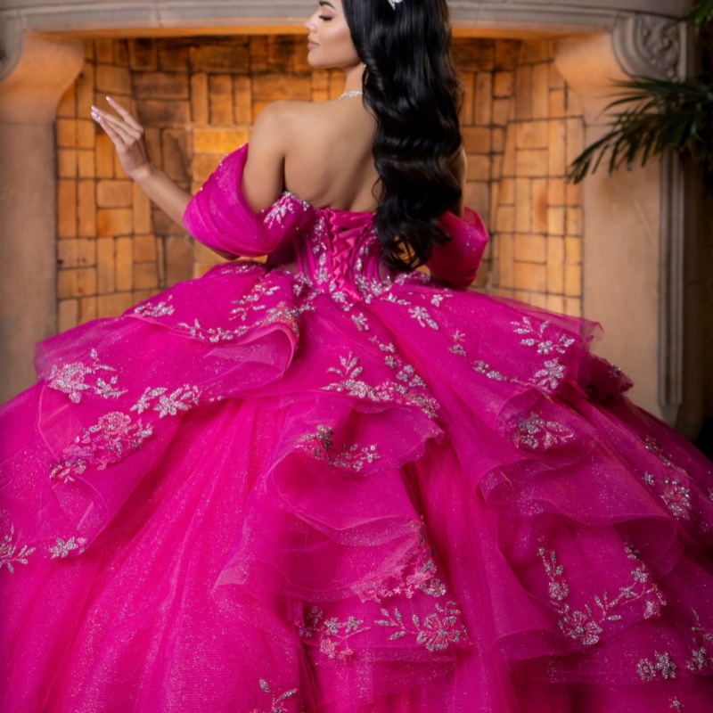 Rose Red Shiny Quinceanera Dresses Ball Gown Off The Shoulder Sequin Applique Lace Beads Bow Tull Corset Party Birthday Sweet 16 Dress vestidos 15 Ano