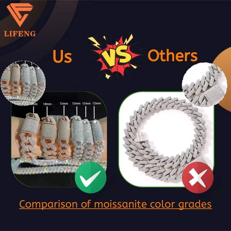 Lifeng Custom 20mm 4Rows Moissanite Diamond Cuban Link Chain Bracelet Gold Plated 925 Sterling Silver Bracelet Iced Out Jewelry