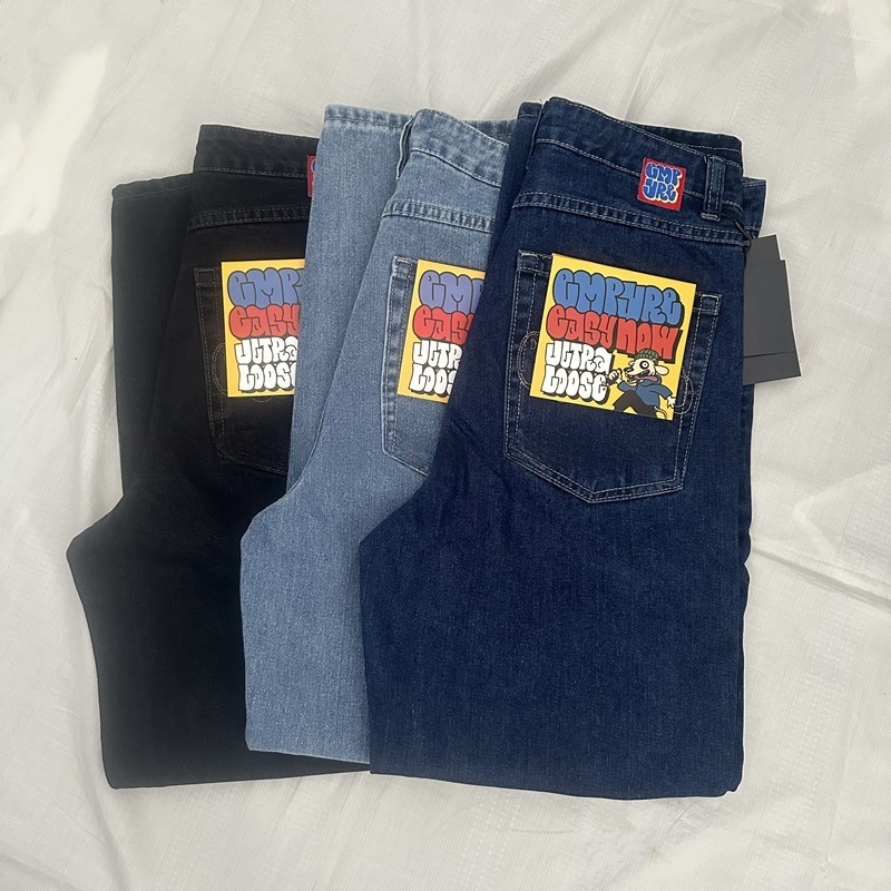 big boy Men's jeans Sweatpants Streetwear Y2K Harajuku baggy jeans Fashion Pocket shorts Denim Gothic Pattern Joggers Cotton jogging Straight Leg