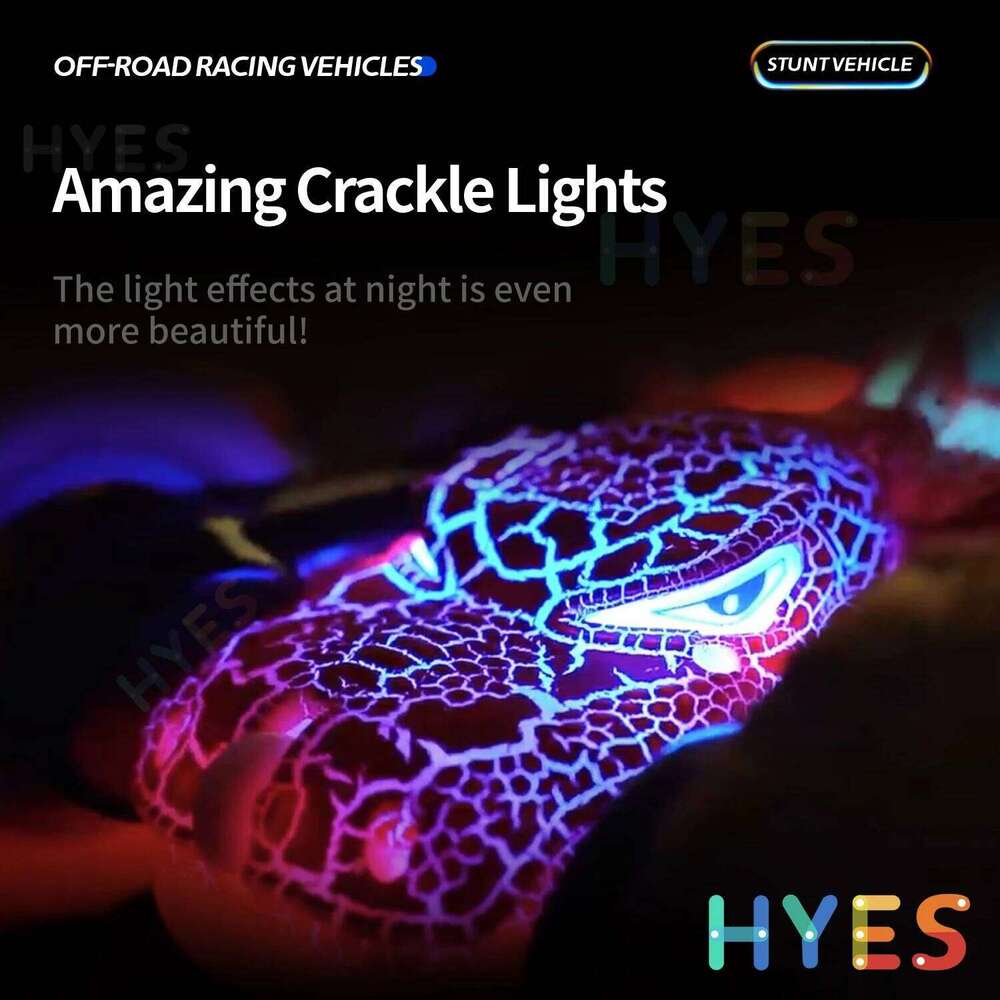 Burst Dinosaur RC Stunt 2.4G 5WD High Speed Double-sided Tumbl Drift LED Lights Remote Control Car Toy Gifts For Kids Adults Y260131