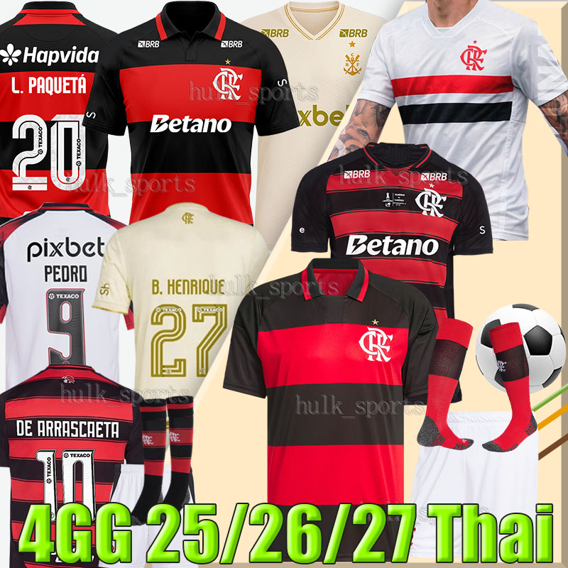 P-4GG 26/27 Flamengo L. PAQUETA soccer jerseys DE ARRASCAETA PEDRO L.ARAUJO B.HENRIQUE WALLACE YAN G. PLATA LEO PEREIRA men kids kits socks sets football shirts