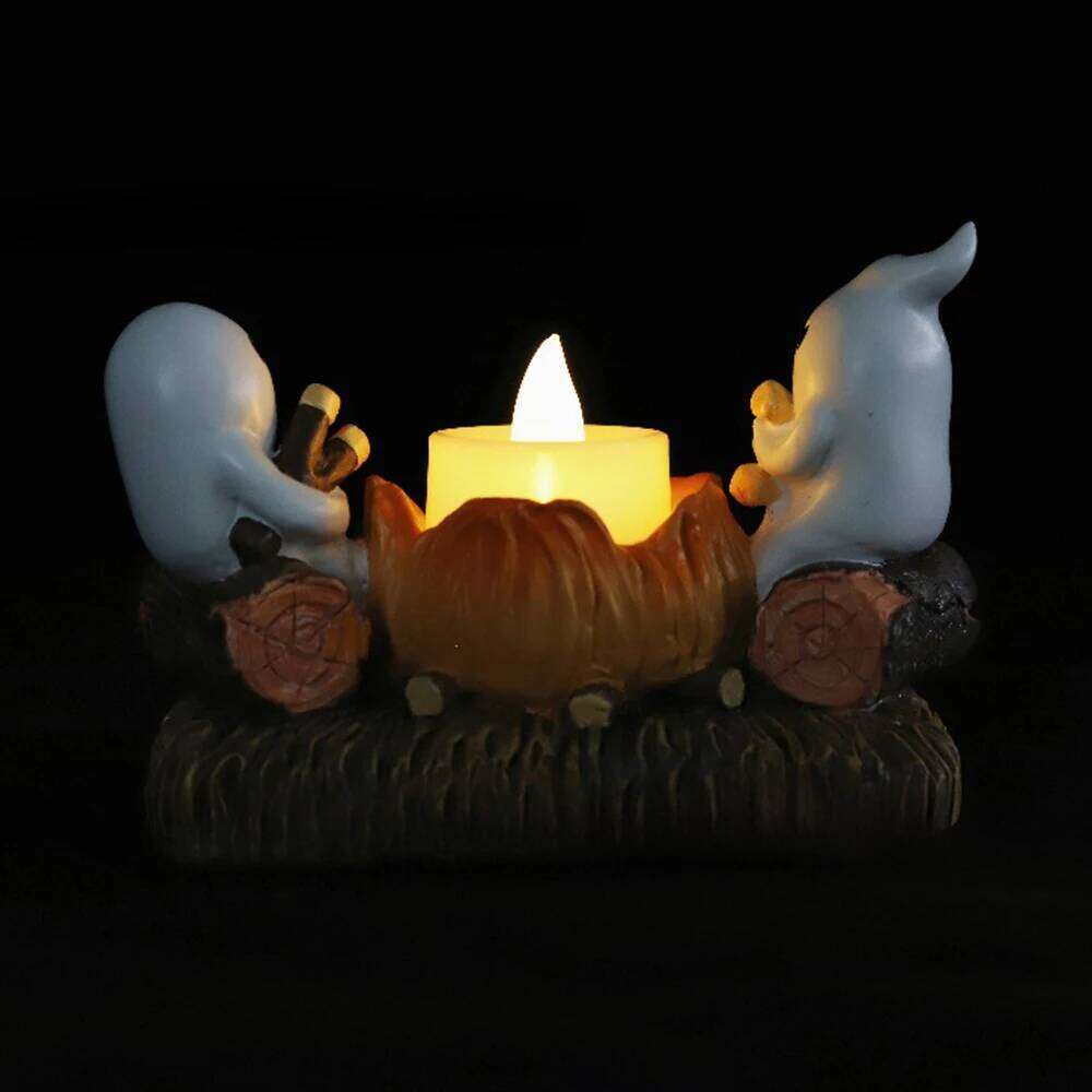 Ghost Flickering Night Without Candles Campfire Flicker Flame Halloween Holder Figurine Candle Decor Y260131