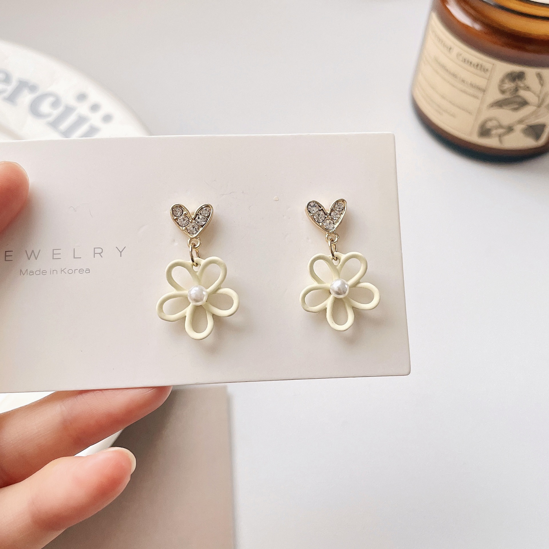 S925 Silver Needle Simple Heart Pearl Flower 2022 New Trendy Stud Earrings Elegant High-end Women's Ear Jewelry