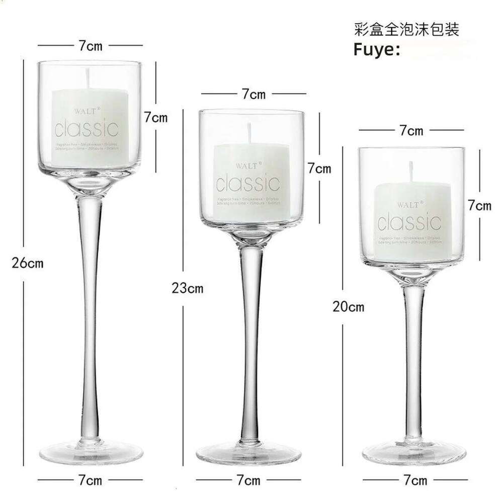 3PCS/SET Long Clear Glass Candle Stick Holder Table Decor Transparent Candelabra for Home Party Decorative Accessories Y260131