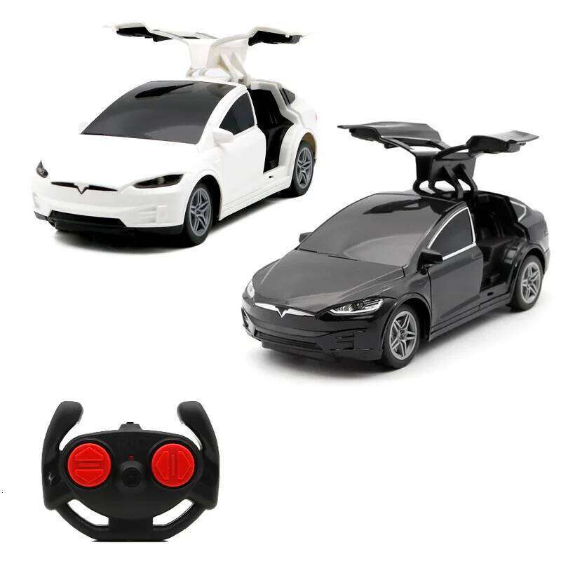1:24 Tesla Rc 4-Channel Drfit Remote Control With Lights Simulation Double Doors Plastic Model Children'S Toy Car Gift Y260131