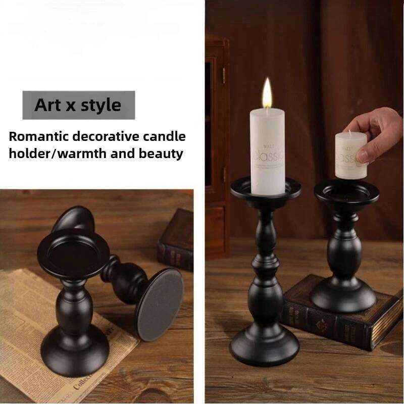 1pc 22cm Vintage Black Candle Holder, Perfect for Creating A Romantic Candlelit Dinner Atmosphere Y260131