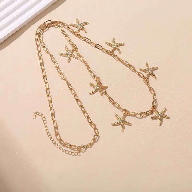 Fashion Gold Color Starfish Pendant Waist for Women Sexy Metal Geometric Tassel Belly Chain Body Party Jewelry Accessories C260131