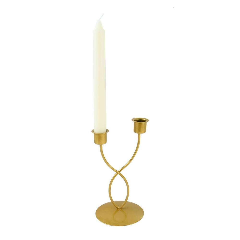 Gold Iron Candle Base with Two Cup Table Centerpiece Candlestick Holder for Mantel Fireplace Dining Desktop Home Decor Y260131