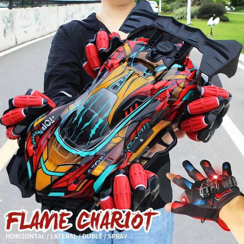 WLtoys F1 RC Drift Car With Music Led Lights 2.4G Glove Gesture Radio Remote Control Spray Stunt Cars 4WD Electric Children Toys Y260131