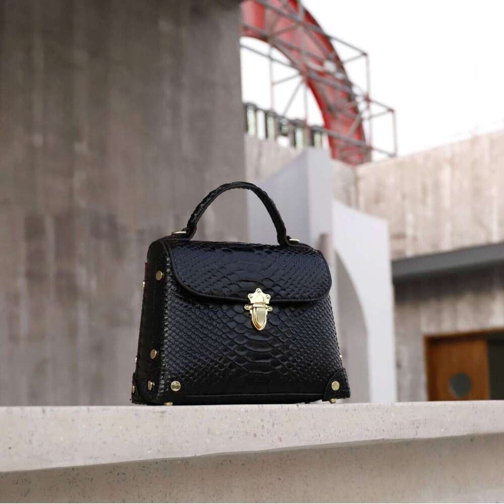 Totebag Shoulder ROSE NOIRE Cross-Border Women's European And American Style Single Shoulder Shaped Box Ladies Handbag Crossbody Snake Pattern Ba