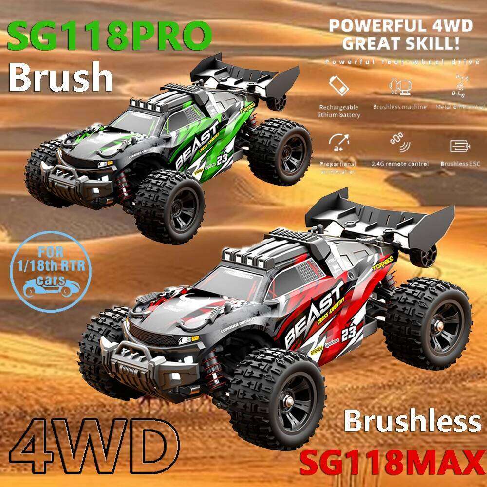 Brushless SG118MAX Brush SG118PRO 60KM/H 4WD 2.4G Remote Control for 1/18 RC Electric Drift Off-Road Cars Toys Christmas Gift Y260131