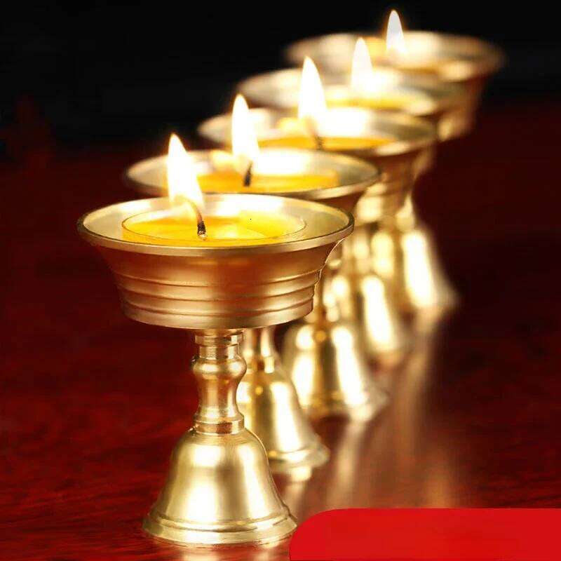 1PC Holders Butter Holder Long Lamp Candlestick Put Candle Copper Cup Home Decor Y260131