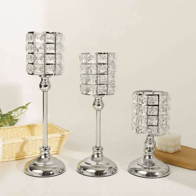 Shiny Crystal Lantern Gold Candle holder Silver Candlelight Dinner Props for Home Valentine's Day Christmas Wedding Decor Y260131