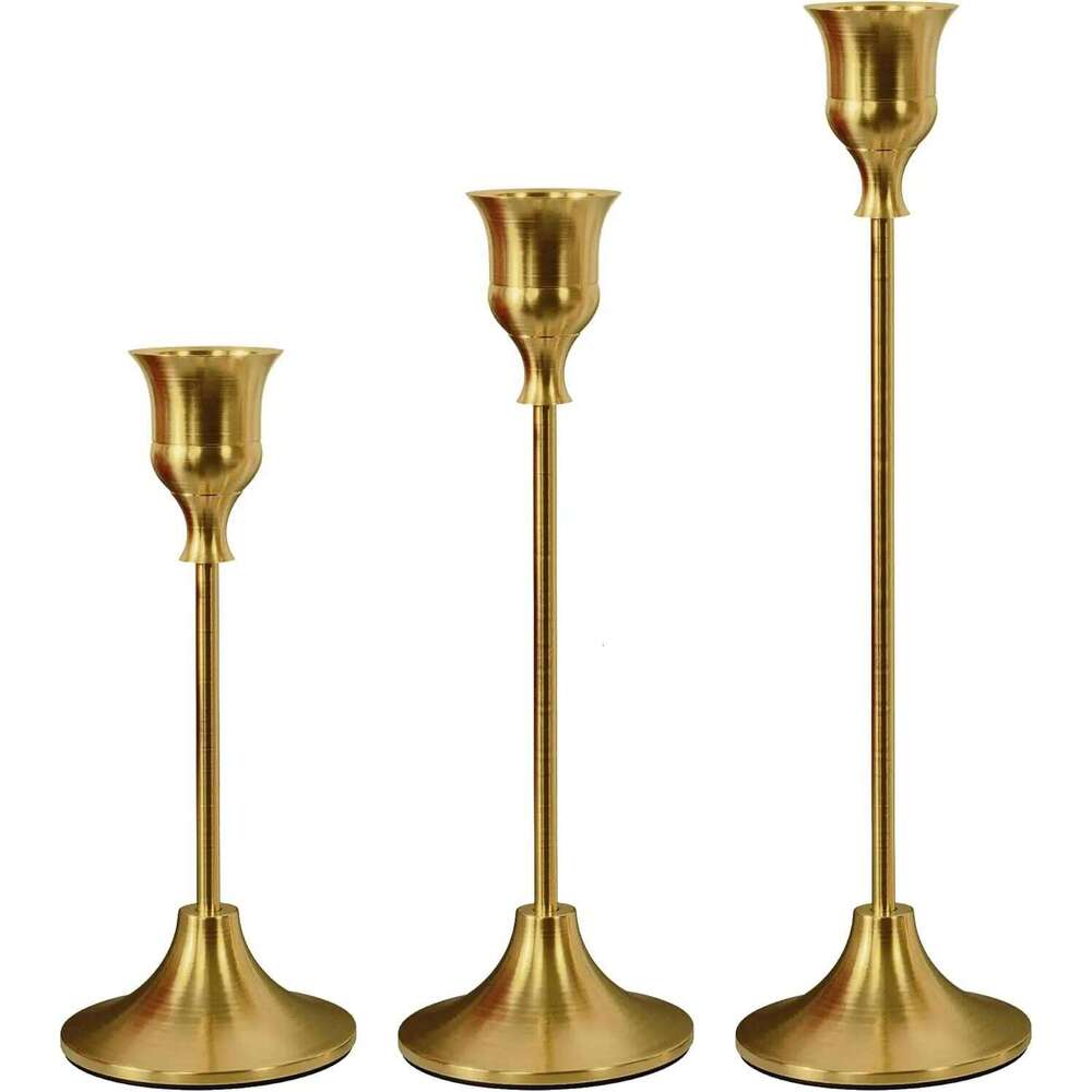 Brass Gold Candlestick Taper Candle Holders Set of 3 Vintage Decor for Wedding Dinning Party Y260131