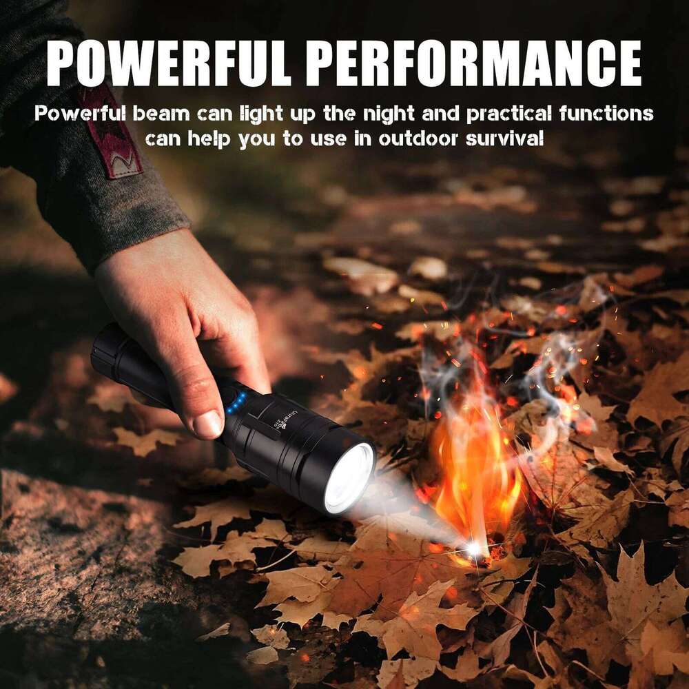 1500LM Portable Rechargeable LED Flashlights,Multi-functional With Focusing Mirror Light,Camping Fishing Emergency Zoom Lantern H260131