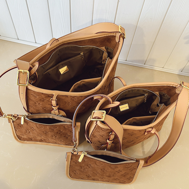 Free Shipping 2026 new high-end embossed design frosted shoulder bag commuting versatile women's bag large capacity fashionable tote bag hot sale