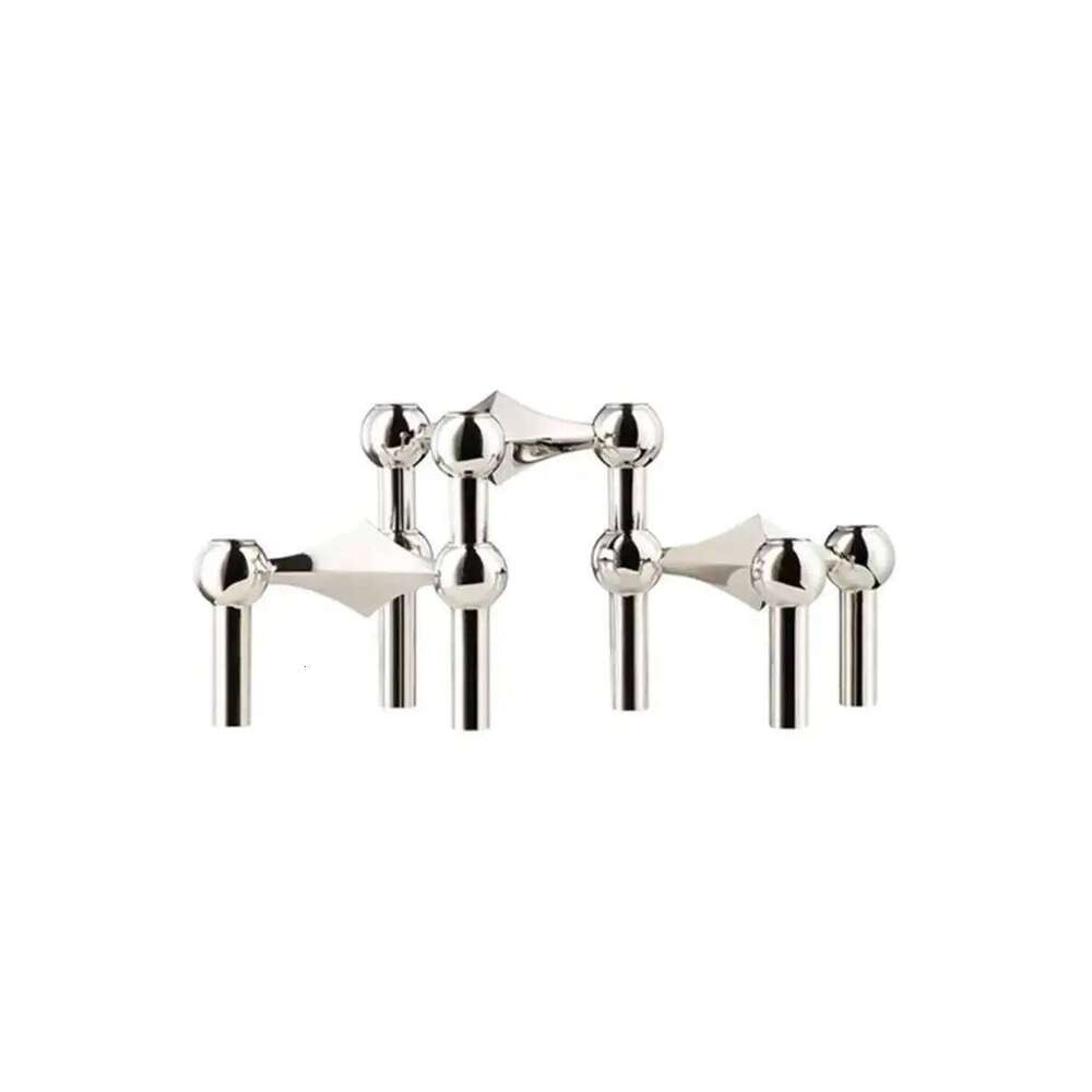 Metal Candle Holder Nordic Molecular Structure Silver Candlestick Centerpiece Living Room Decoration Gift Home Decore Candelabra Y260131