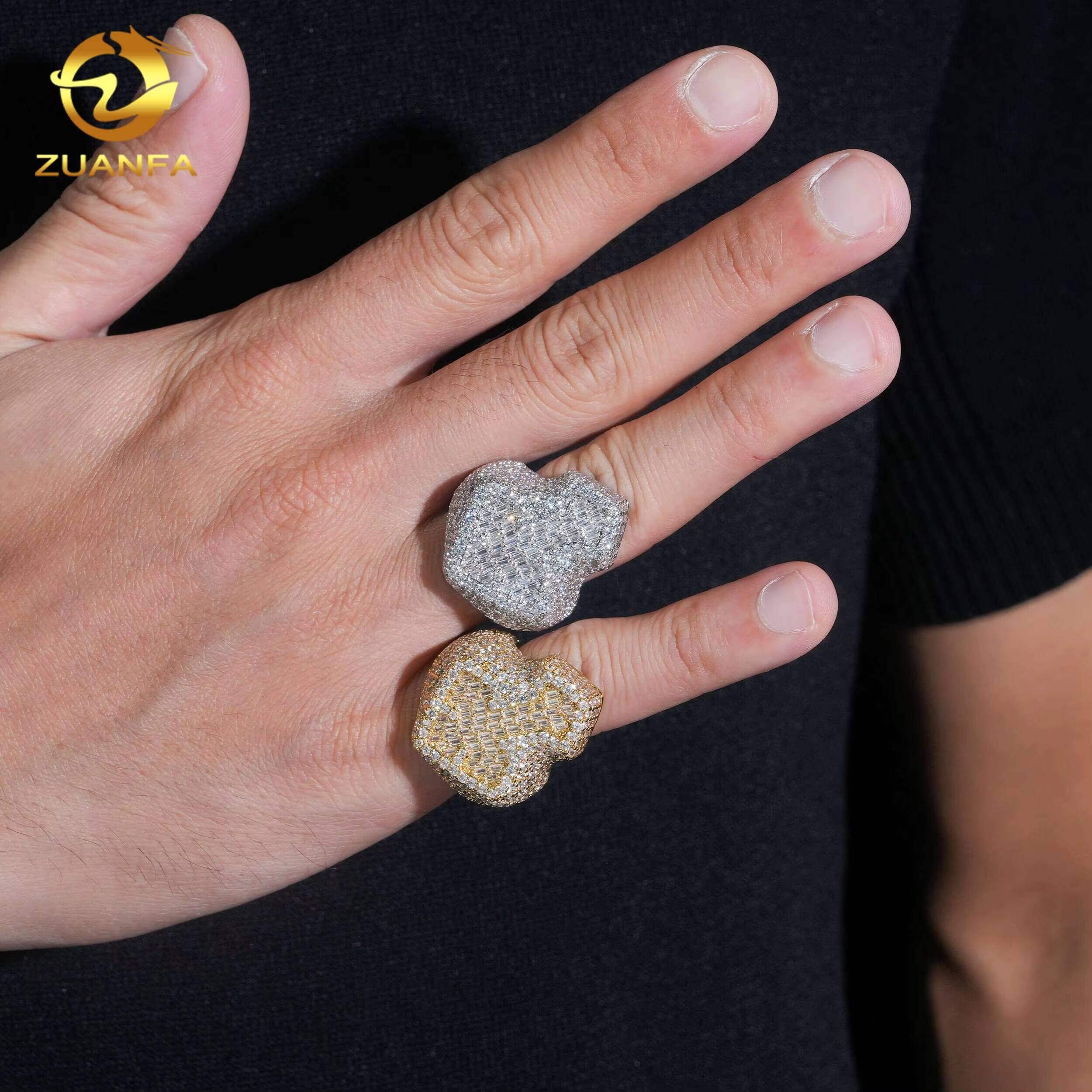 Ready to Ship Iced Out Jewelry Brass CZ Diamond Hip Hop Ring Men Diamond Cross Ring Rapper Jewelry
