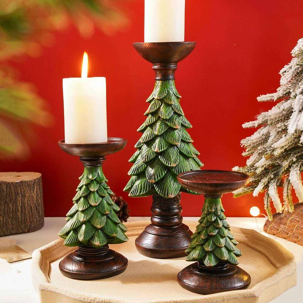 1PC, resin material home for Christmas tree candlestick decoration Y260131