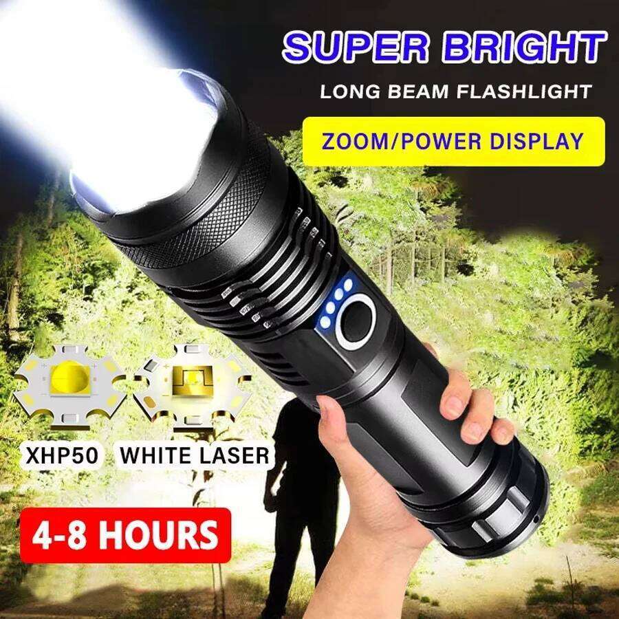 EDC Flashlight Rechargeable Zoomable,IPX5 Waterproof Aluminum Alloy,5 Modes LED Torch for Outdoor Camping Hiking Emergency Light H260131