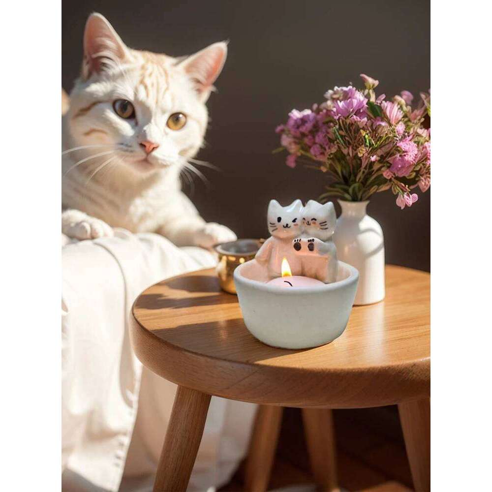 Cat/Dog/Rabbit/Fox Candle Warming Paws Aromatherapy Cartoon Candlestick Lamp Holder for Animal Lovers Y260131