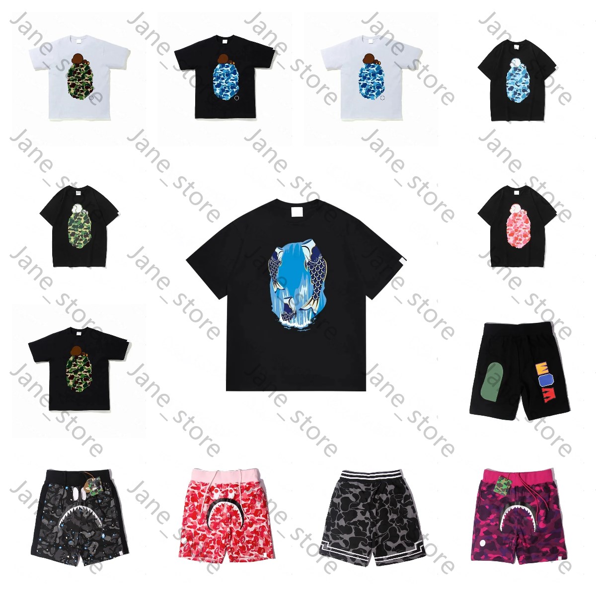 Dsignr Cloths Shirts Summr Popular Fashion Mns Clothing Luxurys Mn Round Nck Graphic T Classic Camouflag Shark T Shirts Womns High Strt Short 12