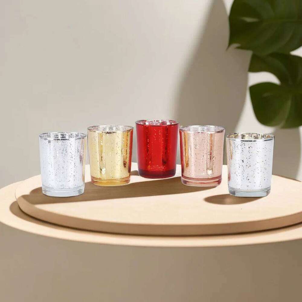 Candle Holder Romantic Dinner Holiday Celebration,Electroplated Glass Cup for Christmas and Wedding Decoration Y260131