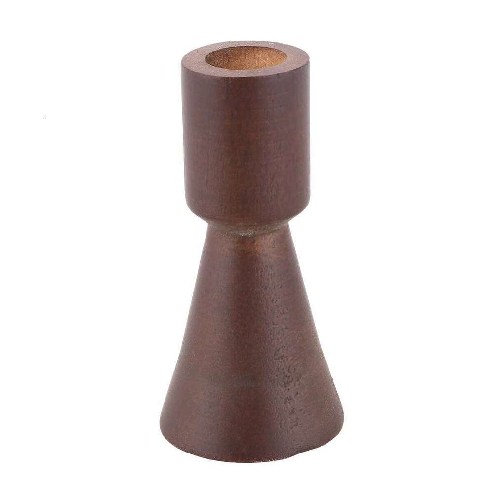 Solid Wooden Holder Brown Imitation Copper Candlestick Desktop Decor Church Wedding Lantern Home Romantic Y260131