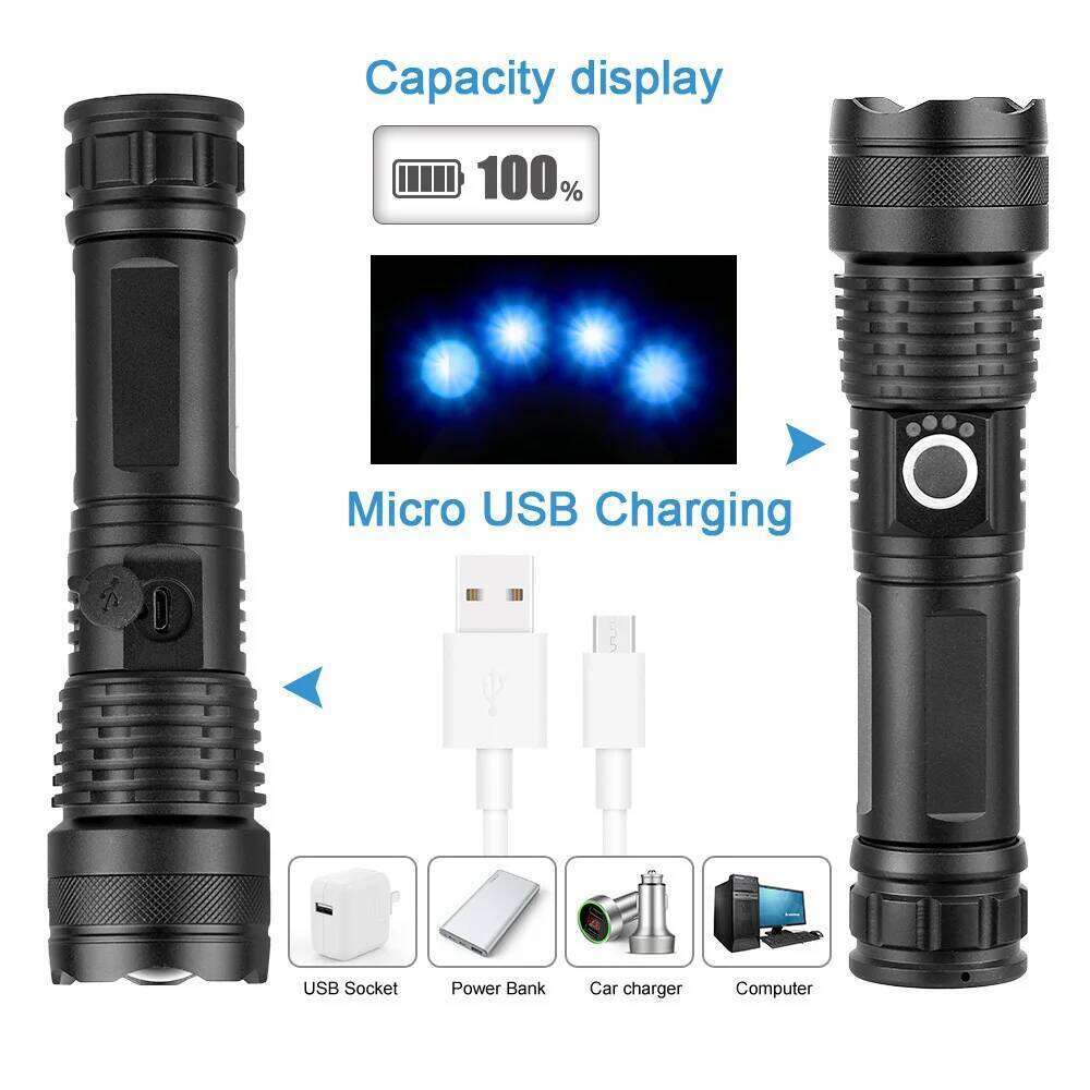 USB Rechargeable LED Flashlights High Lumens Handheld Light Waterproof for Hiking Outdoor Emergence Searchlight H260131