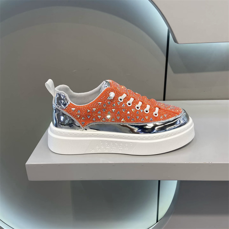 Free Shipping 2026 Men/Women Casual Platform Sneakers Rhinestone & Stud Embellished Chunky Sole Party Shoes