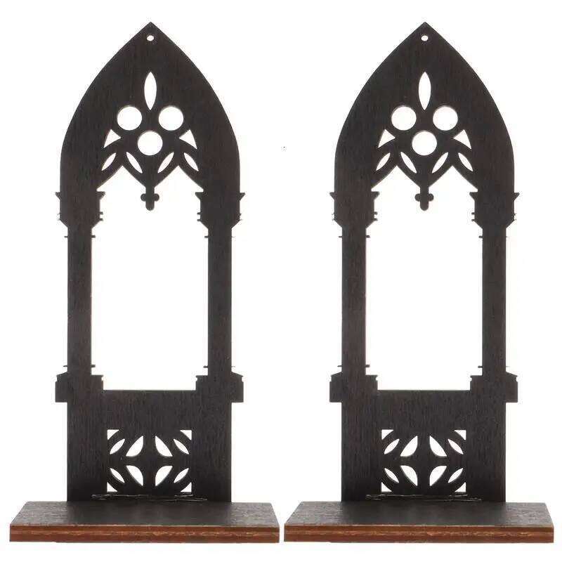 1 Pair Vintage Architecture Candlestick Wooden Holder Wall Lamp Stands Centerpiece Tea Light Home Y260131