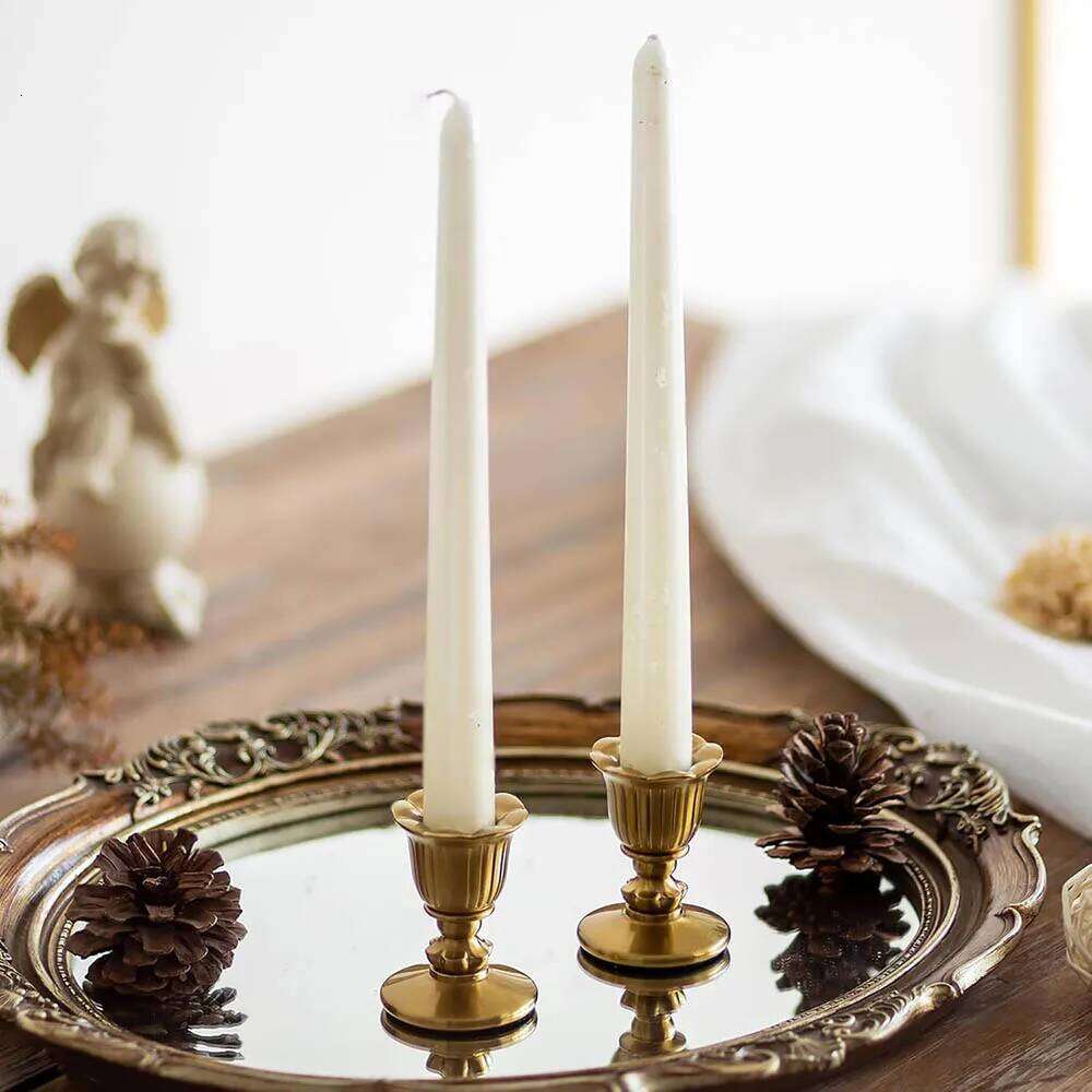 Vintage Candlestick Holders Brass,Taper Gold Candle Stick Victorian Style for Wedding Reception Christmas Decoration Y260131
