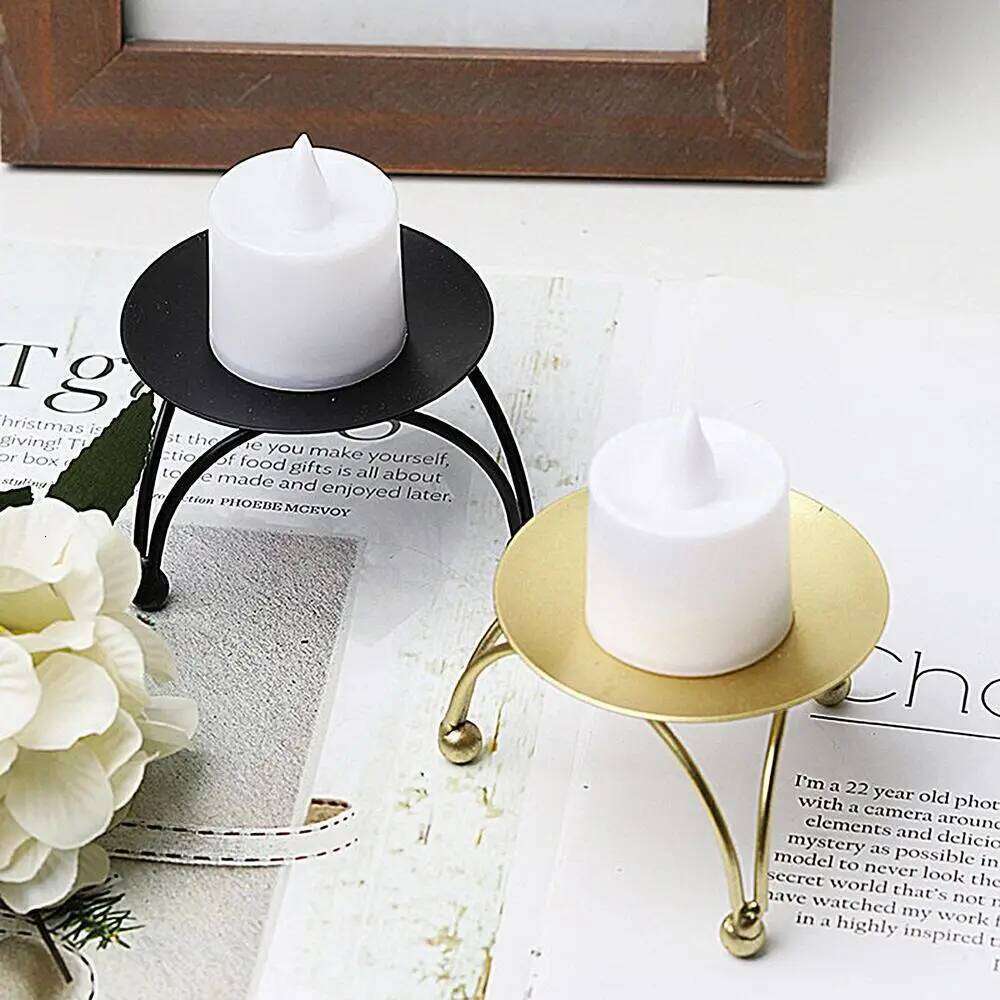 Metal Candle Holder with Iron Plate Base Perfect for Home Decor Craft Projects Artisan Gifts and Wedding Celebrations Enhances Y260131