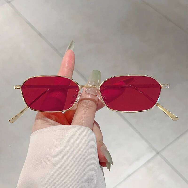 KAMMPT Vintage Rectangle Sunglasses Men Stylish Metal Rim Retro Shades Women Trendy Fashion Brand Design Decorative Sun Glasses H260202