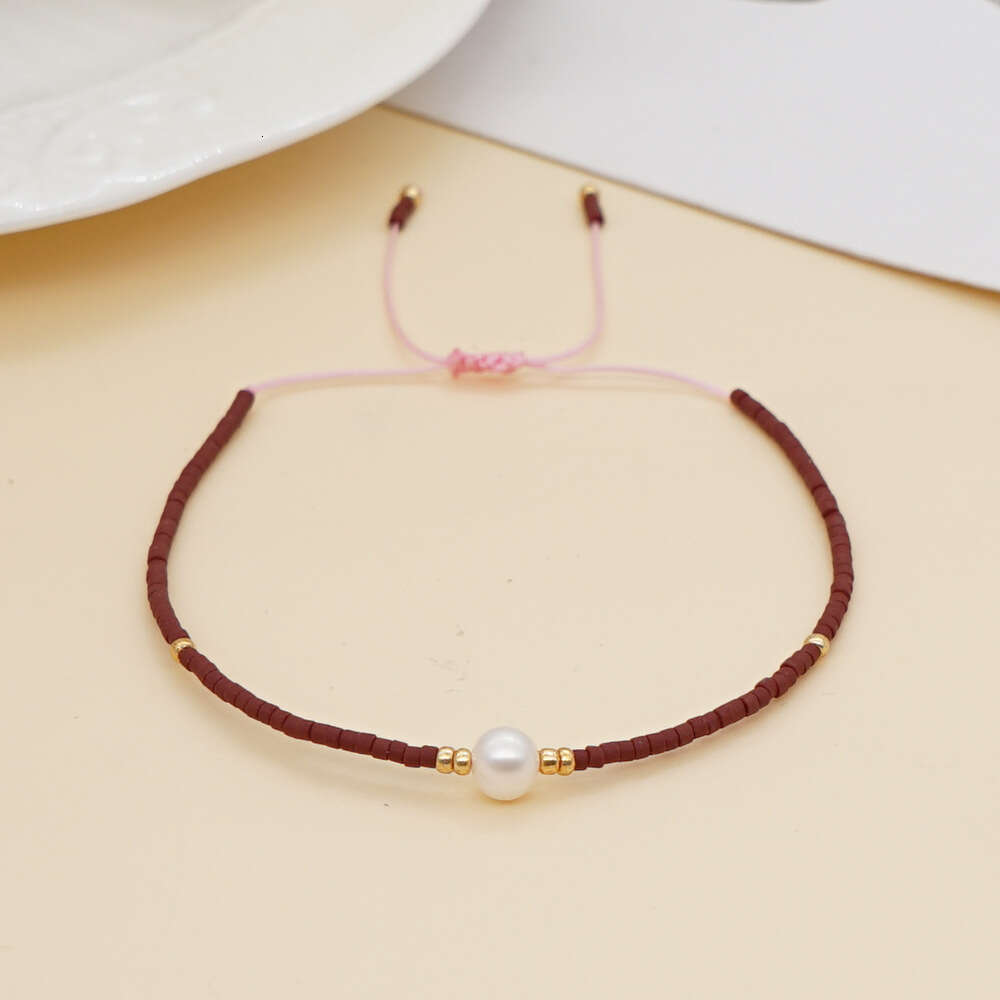 Bohemian-style natural pearl beaded bracelet, handcrafted, adjustable, and available for wholesale