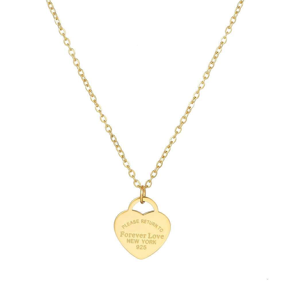 European and American Stainless Forever Love Pendant Women's Fashion Titanium Steel Peach Heart Collarbone Chain Necklace
