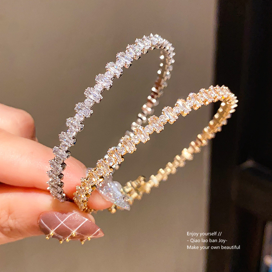 Zircon Square Simple Fashion Open Bracelet European Luxury Bracelet Cross Border Brooch Multi Functional Bracelet Designer Bracelet Light Luxury Women