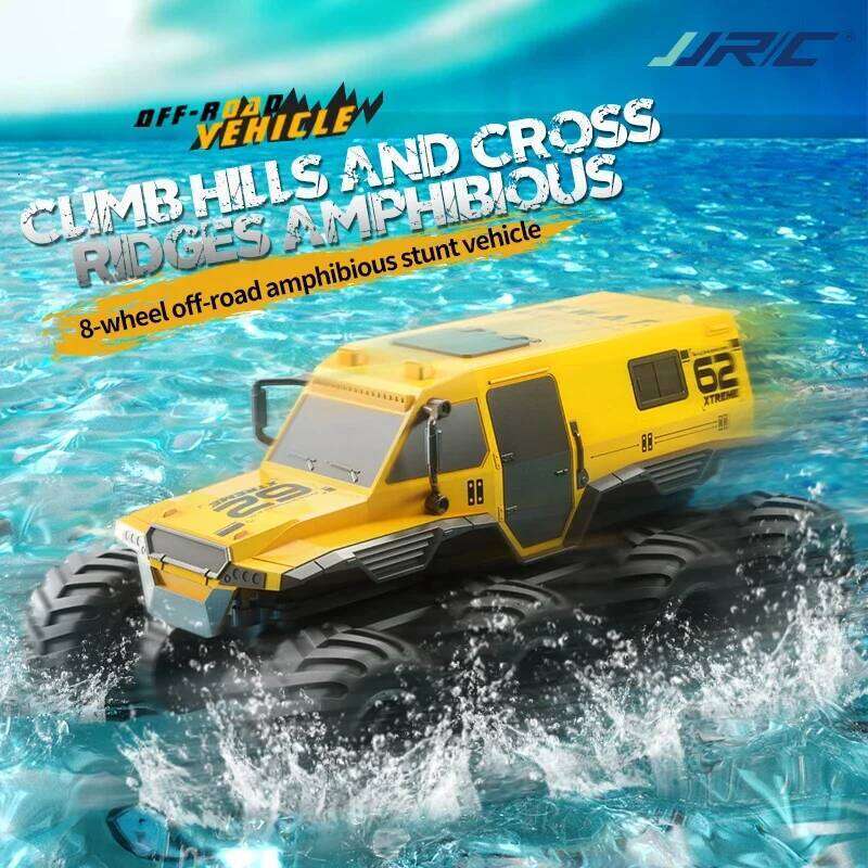 JJRC Amphibious Remote Control Vehicle 8 Wheels Drive 2.4G RC Off Road Cars Water and Land Trucks Stunt Toy for Kid Gift Y260131