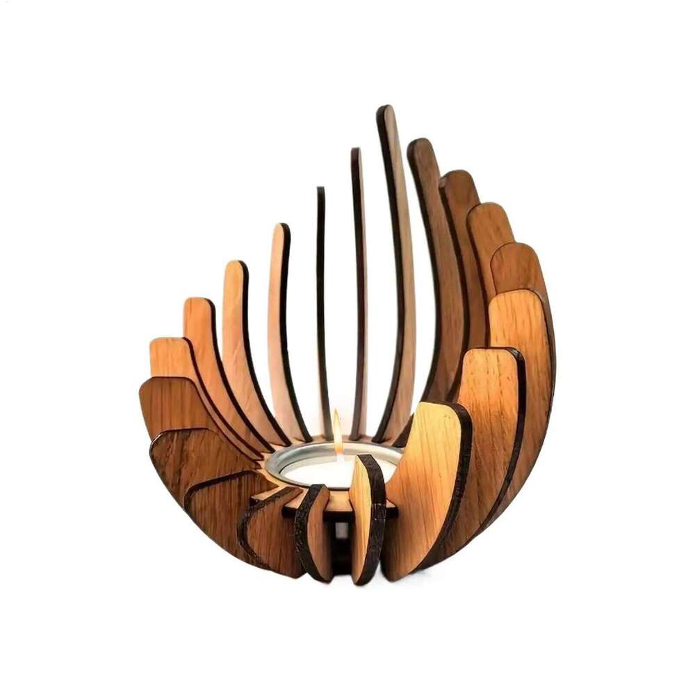 12x15cm Wooden Creative Candlestick Tea Light Holders Aromatherapy Candle Centerpieces Home Table decoration Y260131