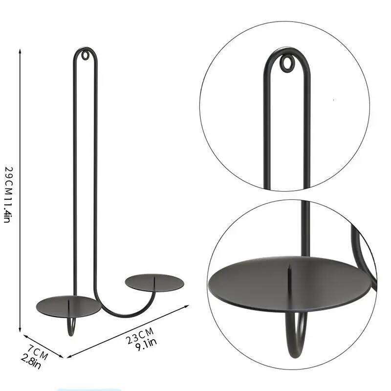 Double Armed Iron Holders Black Metal Holder Modern Wall Candle Sconce Hanging Ornaments For household Y260131