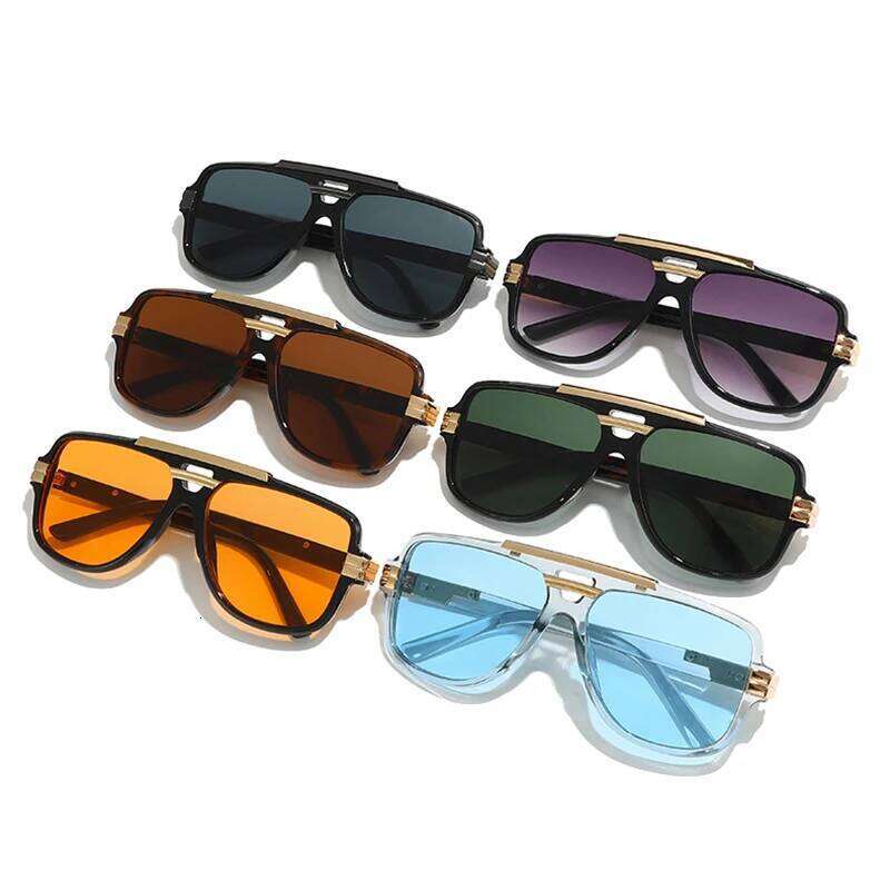 SHAUNA Retro Double Bridges Square Men Sunglasses Fashion Brand Designer Orange Blue Shades UV400 Women Sun Glasses H260202