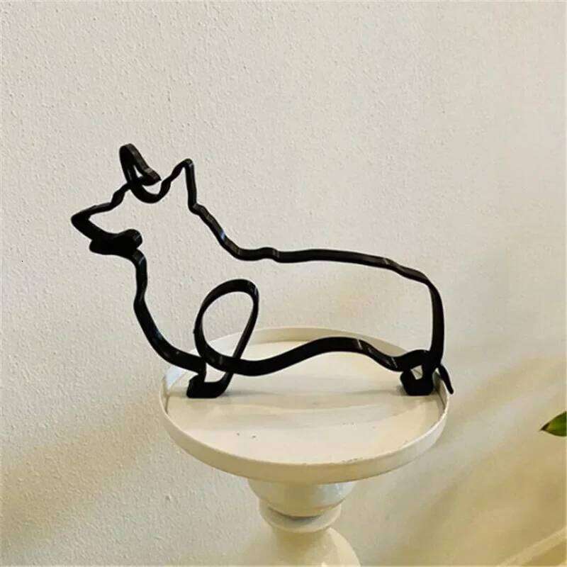 Dog Cat Minimalist Art Sculpture Gift Metal Decor Modern Home Office Accessories Animal Shape Ornament Dropshipping Y260202