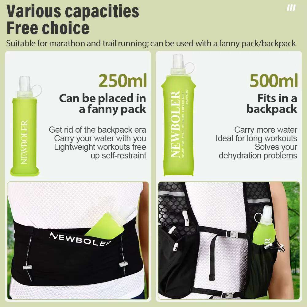 NEWBOLER TPU Silicone Bottle Outdoor Sport Running Bicycle Camping Climbing Soft Flask BPA Free Portable Water Bag Z260202