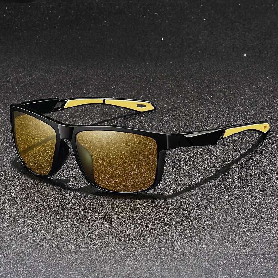 Square Yellow Night Vision Anti-Glare Goggles for Men Women Driving Fishing Beach Sunglasses UV Protection Polycarbonate Glasses H260202
