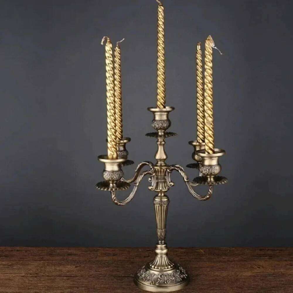 Retro Bronze Candlesticks Metal 5-arms/3 Arms Holders Wedding Table Home Decoration Desktop Ornament Vintage Candle Stand Y260131