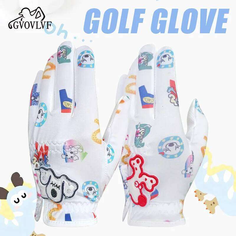 1 Pair Gloves Junior Kids Youth Toddler Boys Girls Left Right Hand Dura Feel White Blue Red Golf Glove Gift Black Dog XJ260202