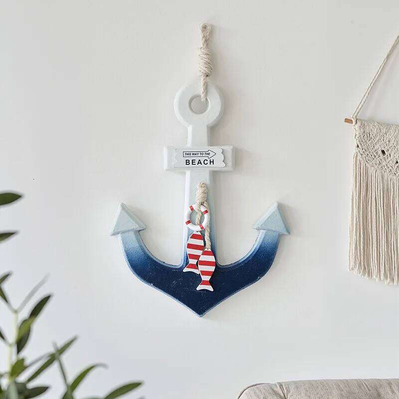 New Anchor Navigation Decoration Wooden Marine Crafts Home Wall Courtyard Decor Pendant Hanging Clothes Hook Beach Sign Y260202