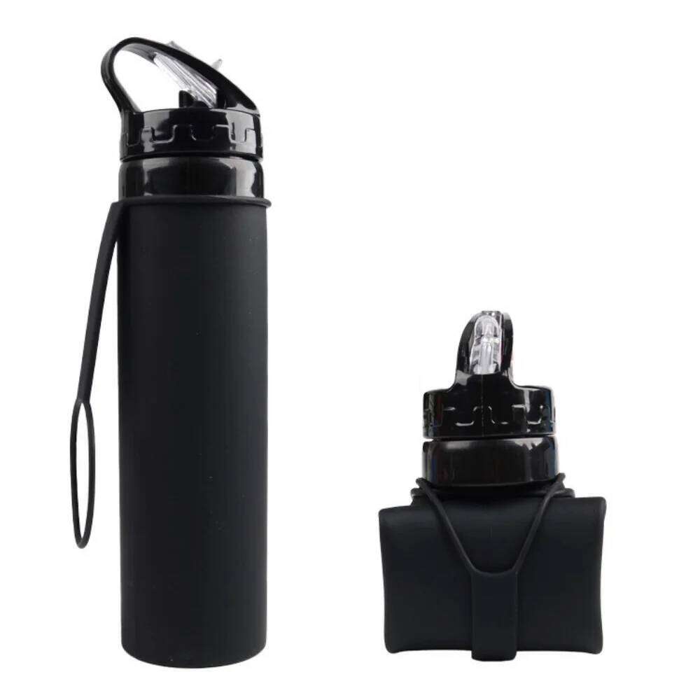 600ML, silicone portable sports water bottle, suitable for hiking, camping, lightweight and foldable desi Z260202